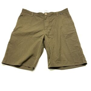 Matix Chino Shorts Mens 36 Brown Striped Mid Rise Flat Front Zip Fly Pockets